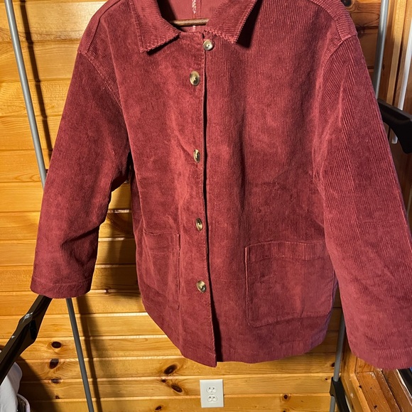 Women's Burgundy Corduroy Jacket- L - Picture 8 of 16